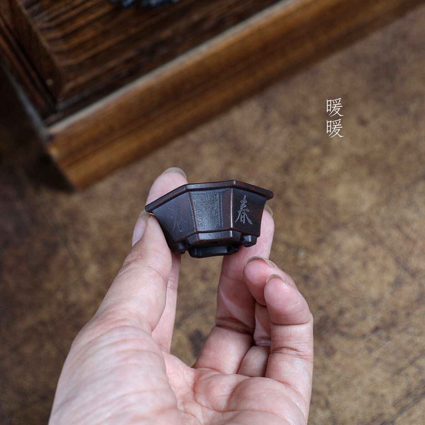 迷你折叠六方做旧色春花秋月精选紫砂小花盆盆景微盆景盆微型新款