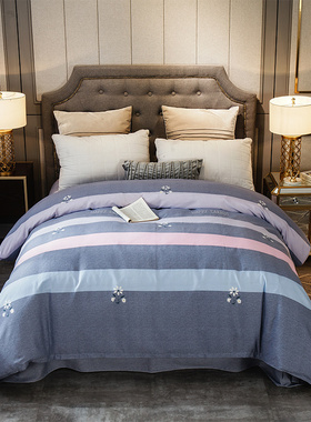 全棉加厚磨毛被套单件田园结婚庆双人200x230纯棉被罩180x220x240