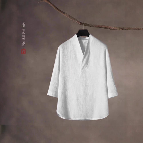 中国风冰丝唐装套装男夏季复古改良汉服新中式短袖t恤居士茶禅服