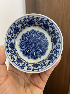 春花秋月仿明缠枝莲马蹄杯  景德镇陶瓷