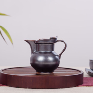 景德镇陶瓷器高温颜色釉 仿古公道杯 日式黑釉 分茶器僧帽公杯