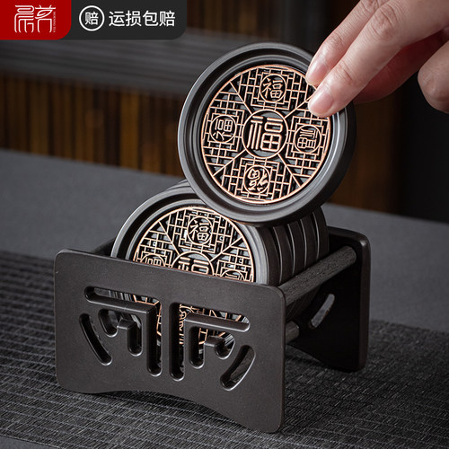 中式防滑杯垫茶托套装便宜有好货