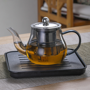 过滤花茶壶 加厚耐高温玻璃茶壶家用煮茶器泡茶单壶烟灰色茶具套装