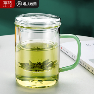 办公室茶道喝茶杯子个人专用中式 泡茶杯茶水分离男士 玻璃花茶水杯