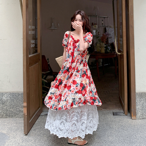 【新款】法式印花拼接连衣裙 2C060-2633-P145-K238图片
