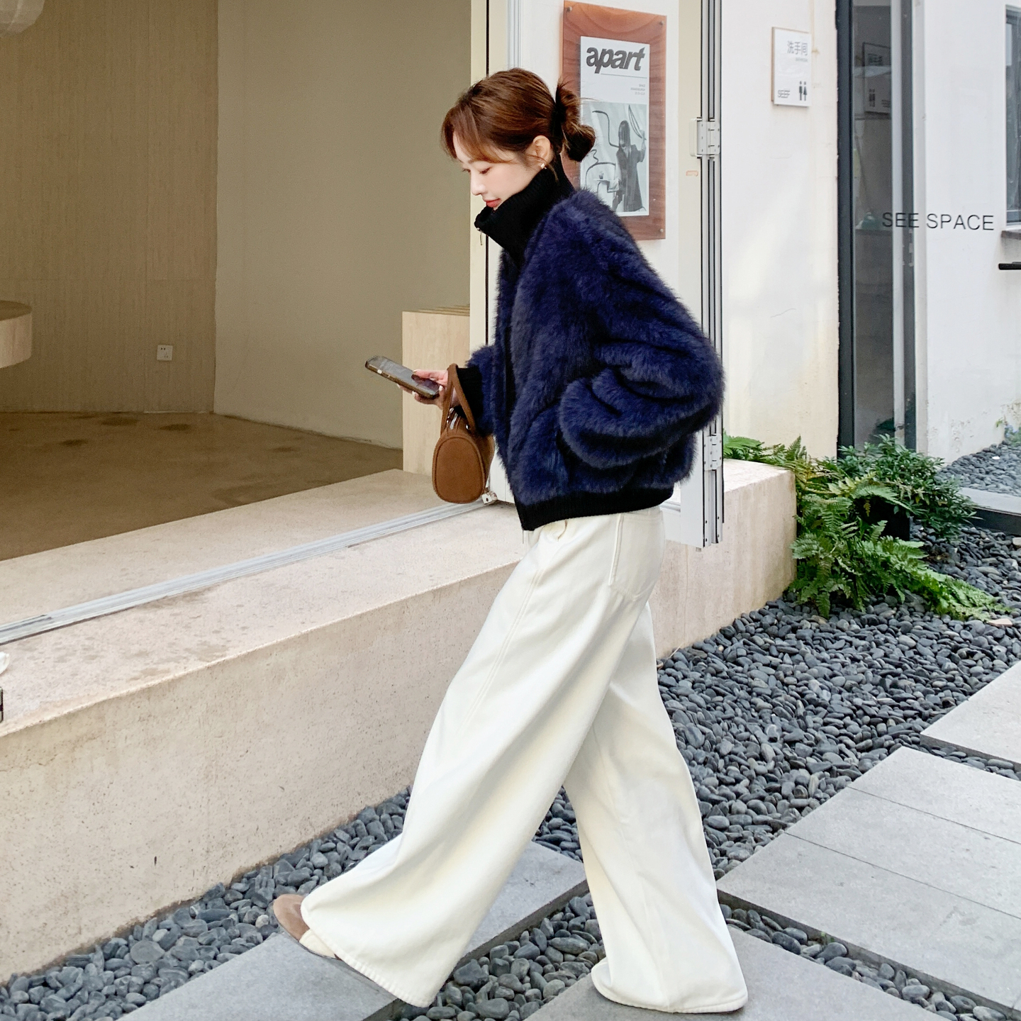 【现货】毛绒拼接外套2581-P245-K368，女装派克服，柏妮丝绮