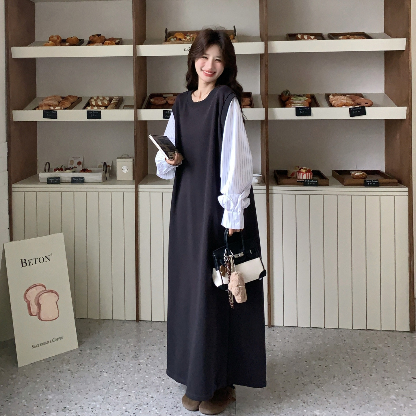 【新款】假两件连衣裙2602-P145-K238，女装连衣裙，柏妮丝绮