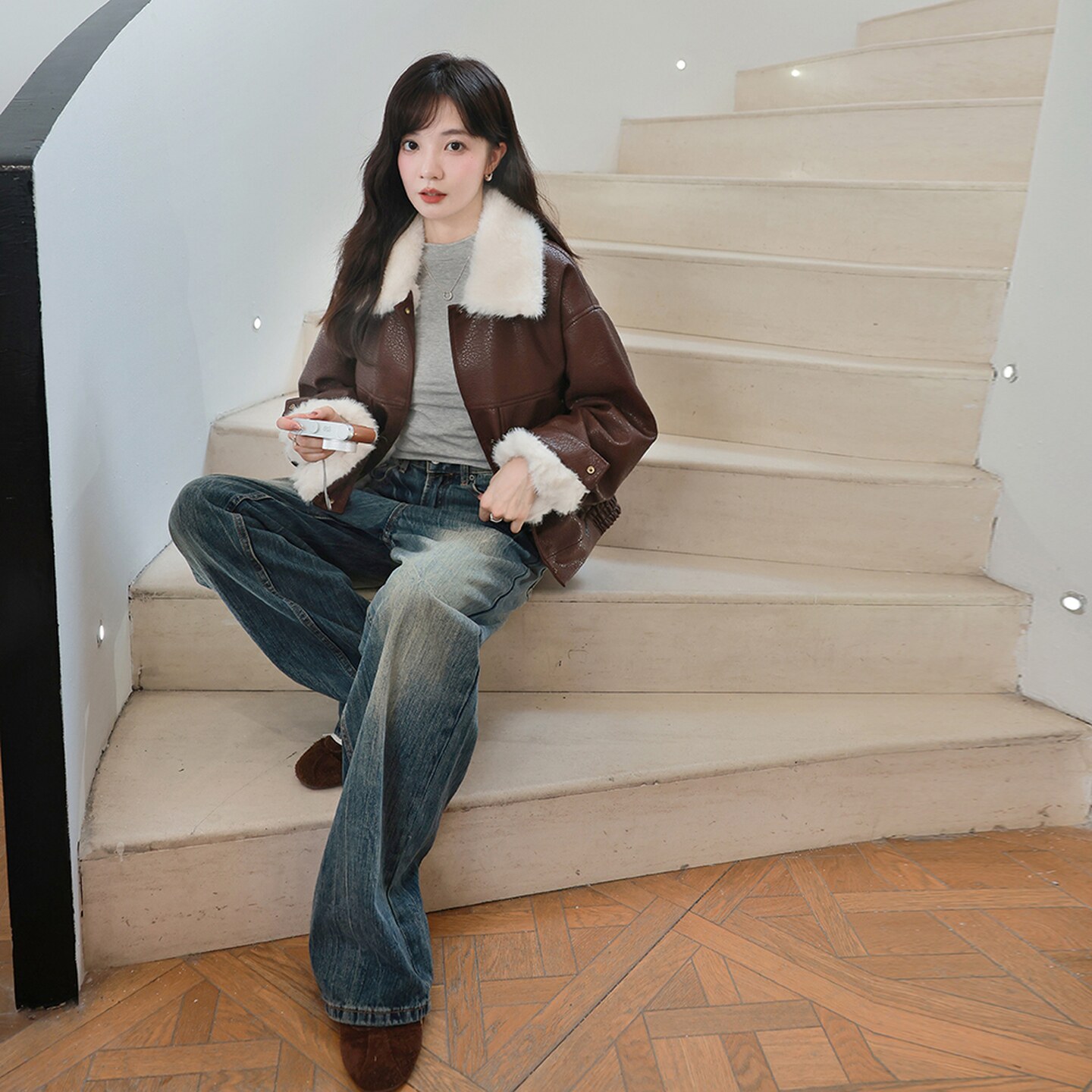 【新款】复古皮衣派克外套2567-P235-K358,女装派克服,柏妮丝绮