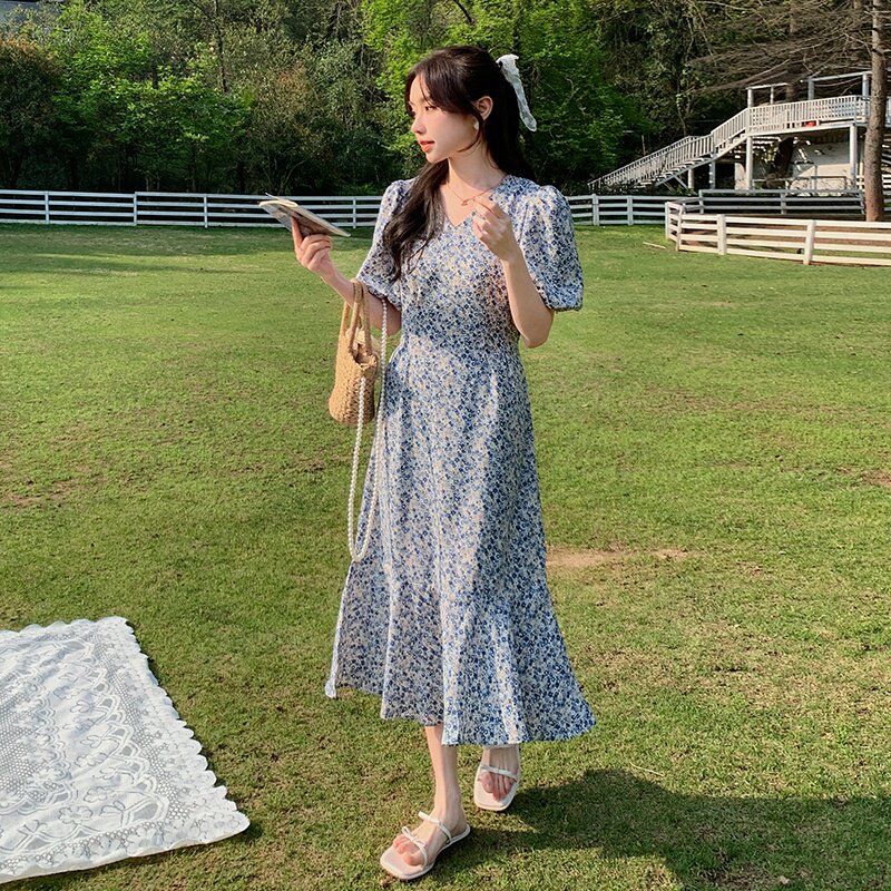碎花鱼尾连衣裙2C060-2343-P95-K148,女装连衣裙,柏妮丝绮