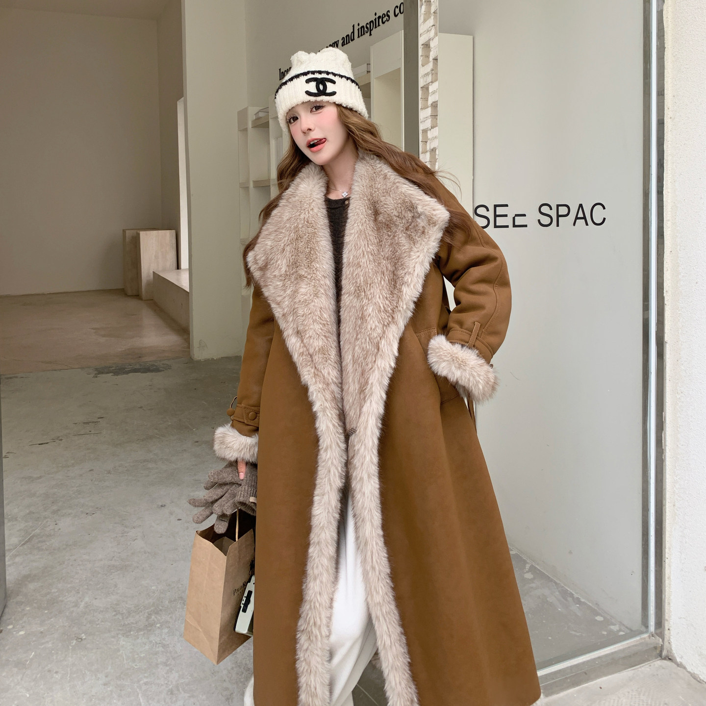 【新款】简约DA牌皮毛一体外套2577-P275-K408,女装派克服,柏妮丝绮