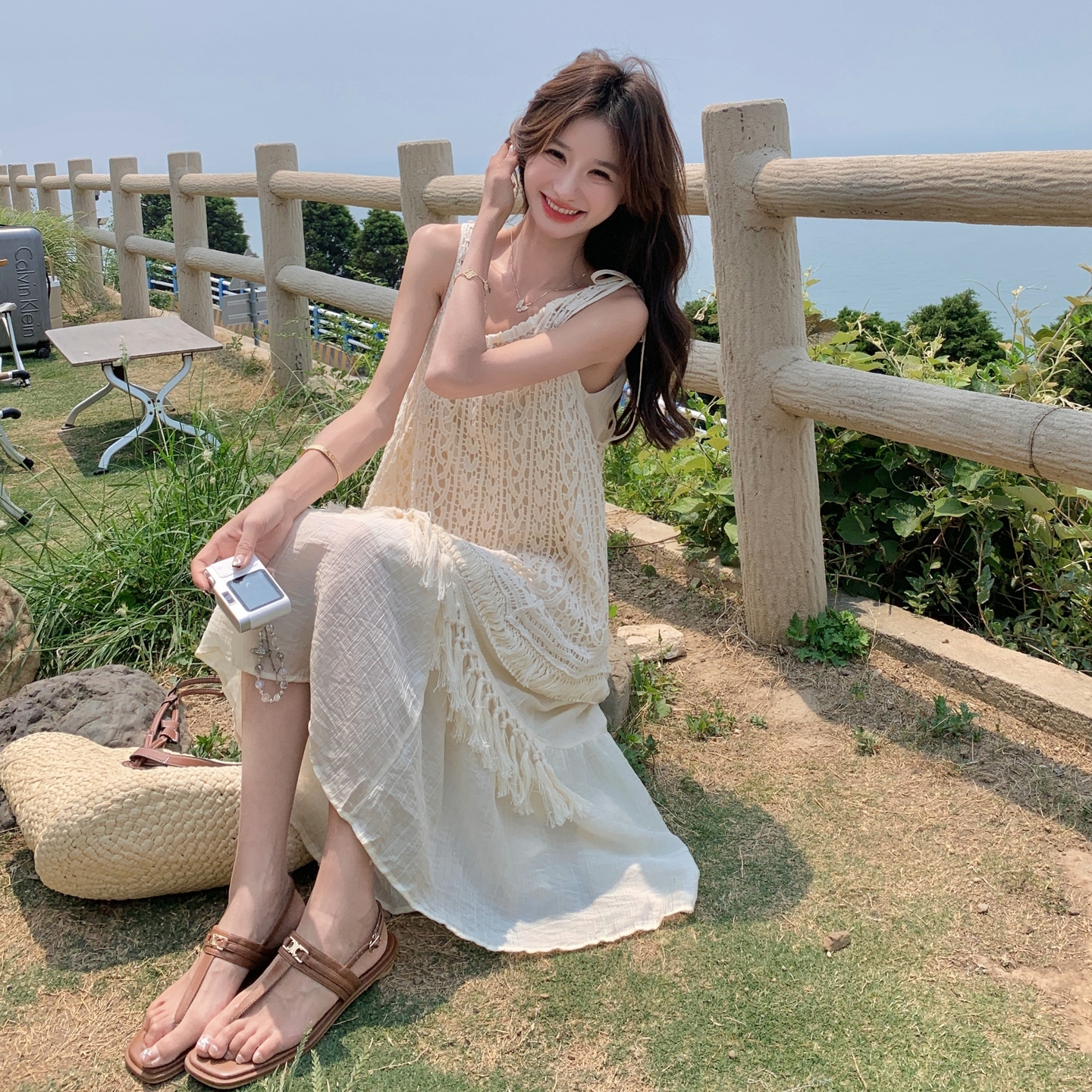 【现货】镂空勾花流苏吊带裙两件套（配腰带）2542-P175-258，女装套装/套裙，柏妮丝绮