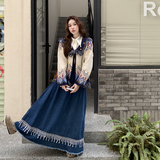 慵懒风穿搭减龄流苏毛衣套装女春秋2025超火好看牛仔半身裙两件套，女装连衣裙，柏妮丝绮