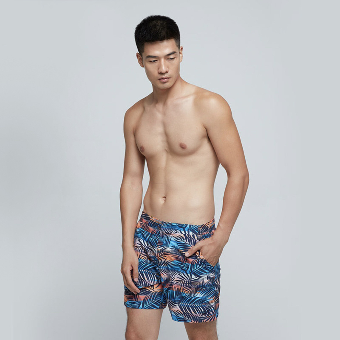 Speedo 海边度假防晒宽松速干游泳裤沙滩裤 男款 桔色 8-11762D86