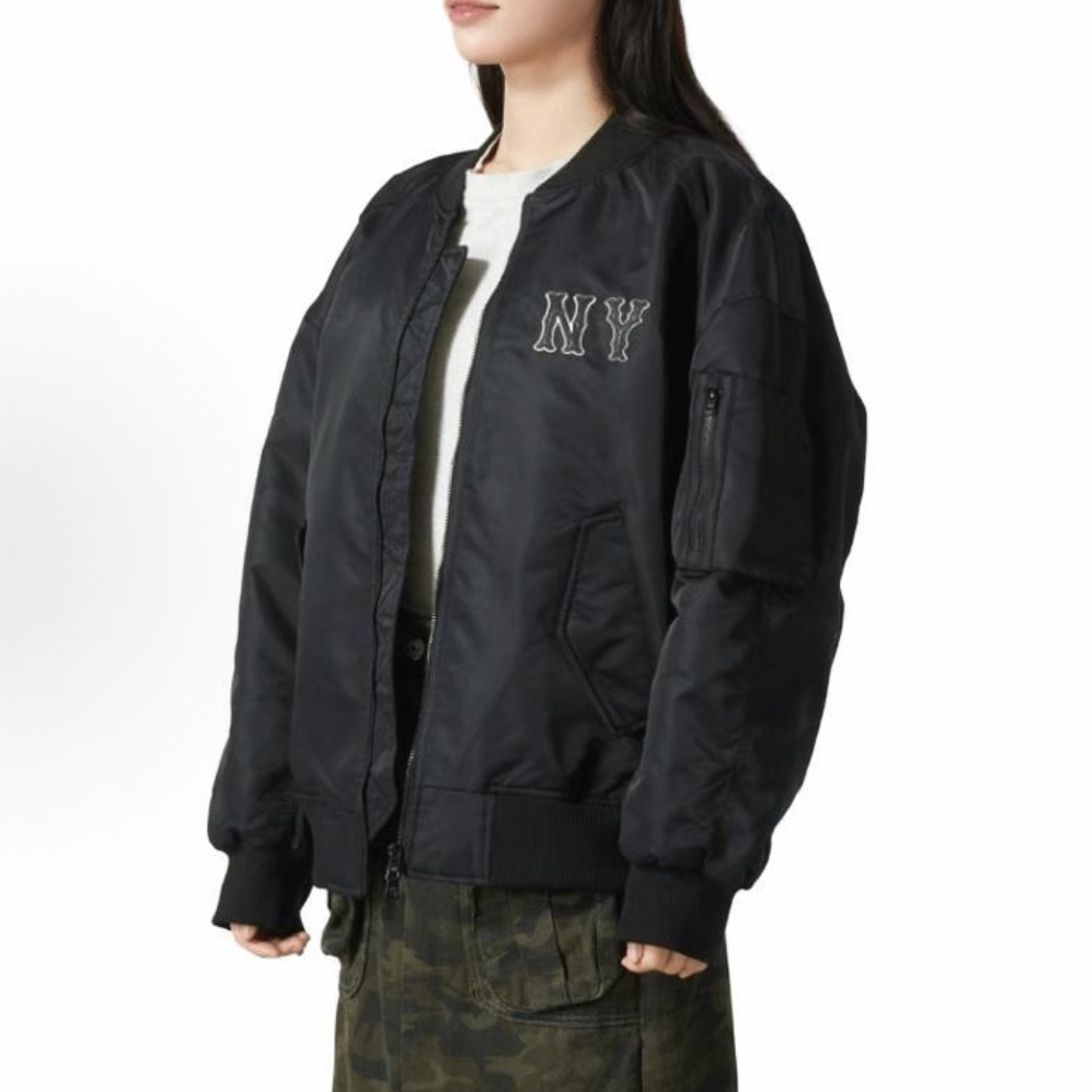 MLB情侣NY字母潮流复古棒球服休闲飞行员外套3AJPB0151-50BKS