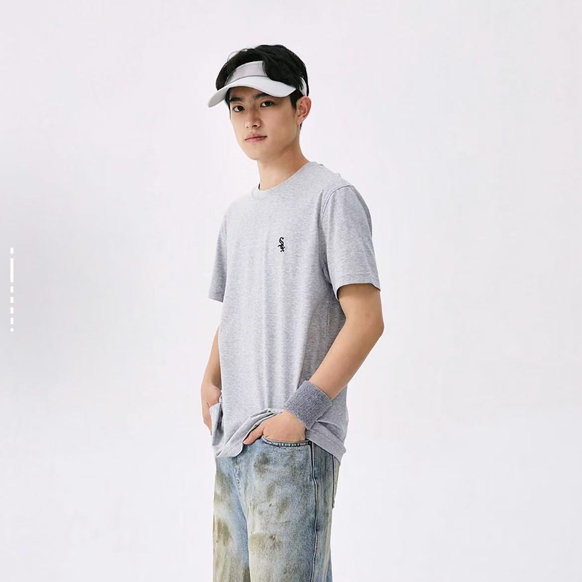 MLB经典纯色简约宽松透气舒适小logo短袖圆领T恤3ATSB0153-44MGS