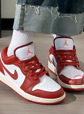NIKE耐克女鞋冬季新款AJ1休闲鞋本命年红色运动鞋板鞋FJ3465-160