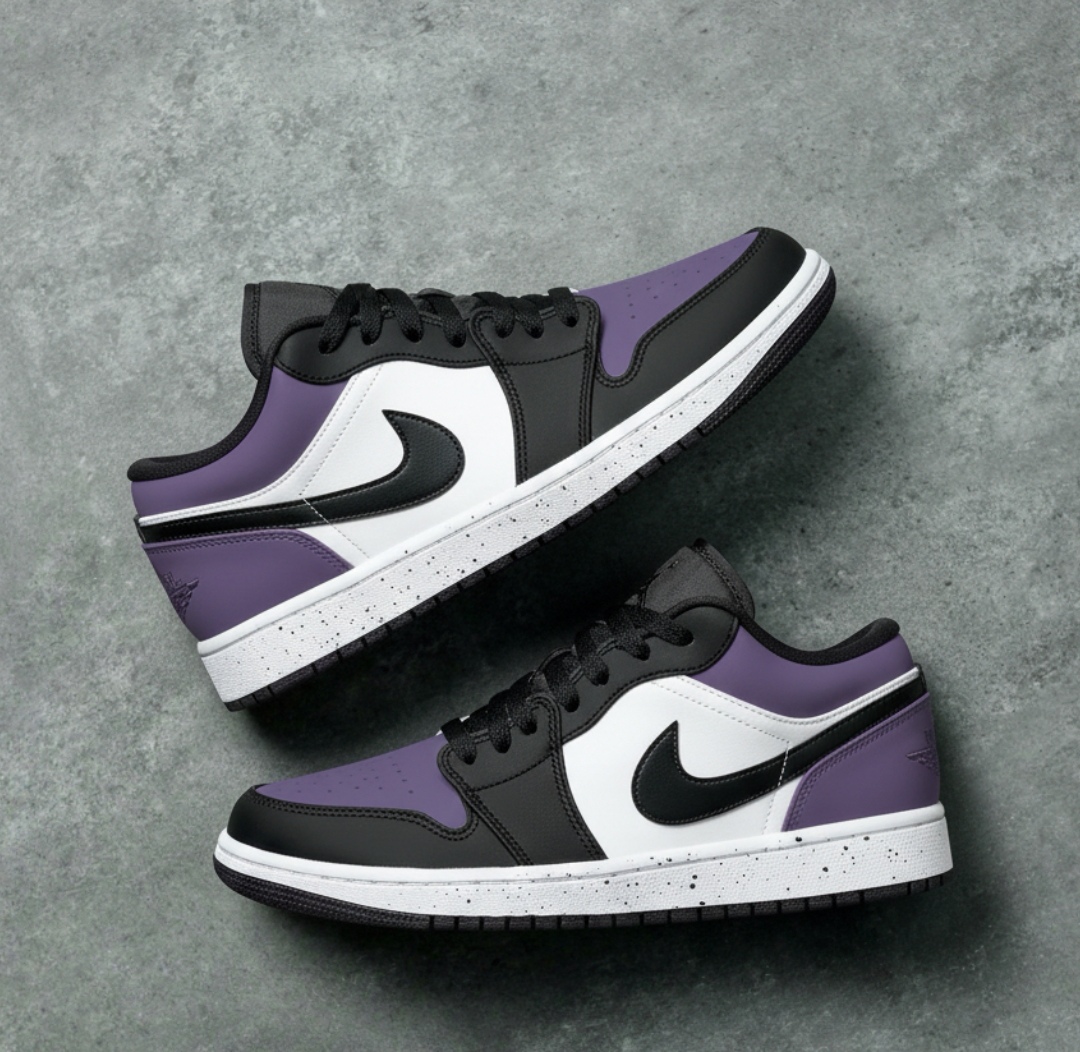 Nike Air Jordan 1 Low 男女黑紫脚趾低帮复古休闲板鞋553558-165