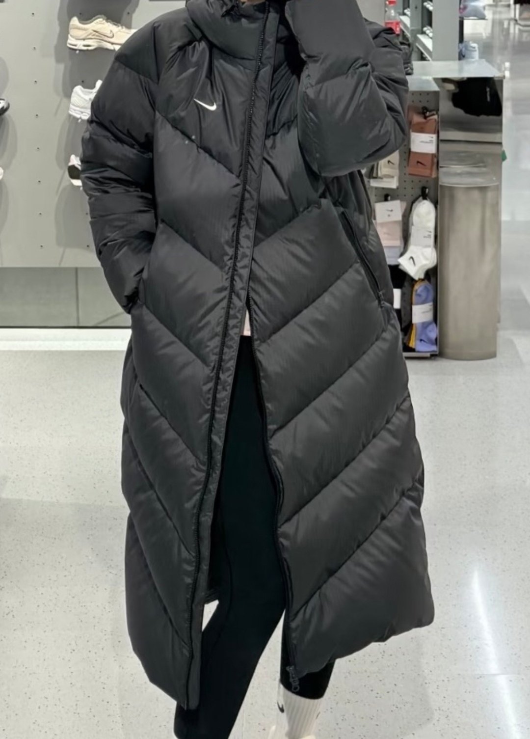 耐克正品女士长款保暖连帽羽绒服外套HV5237-010