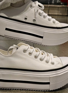 Converse Double Stack 柔软舒适 低帮 帆布鞋男女同款白色A15491