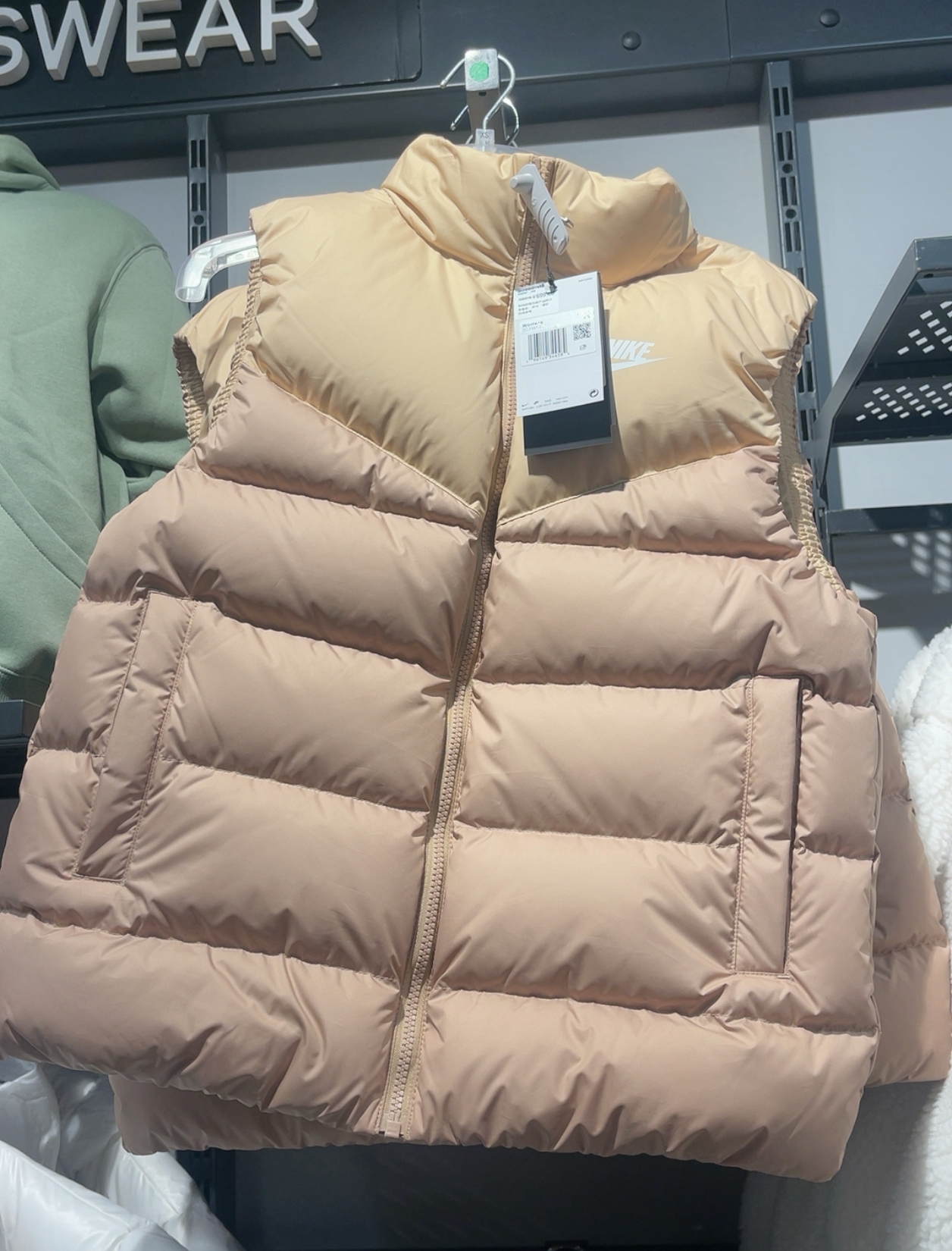 NIKE正品女子印花小Logo立领运动休闲羽绒马甲背心DQ6897-200