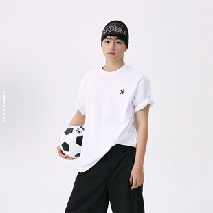 3ATSB0253 男女情侣学院风休闲圆领套头衫 50WHS 2025新款 MLB短袖