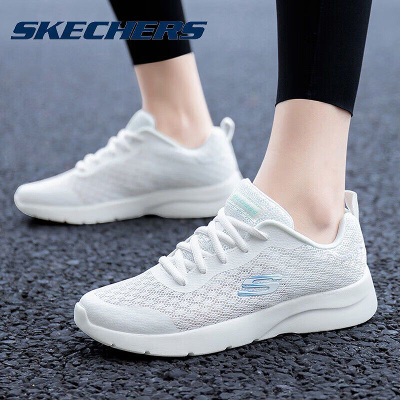 斯凯奇Skecher正品轻便女子网面运动鞋休闲透气跑步鞋149542-WHT