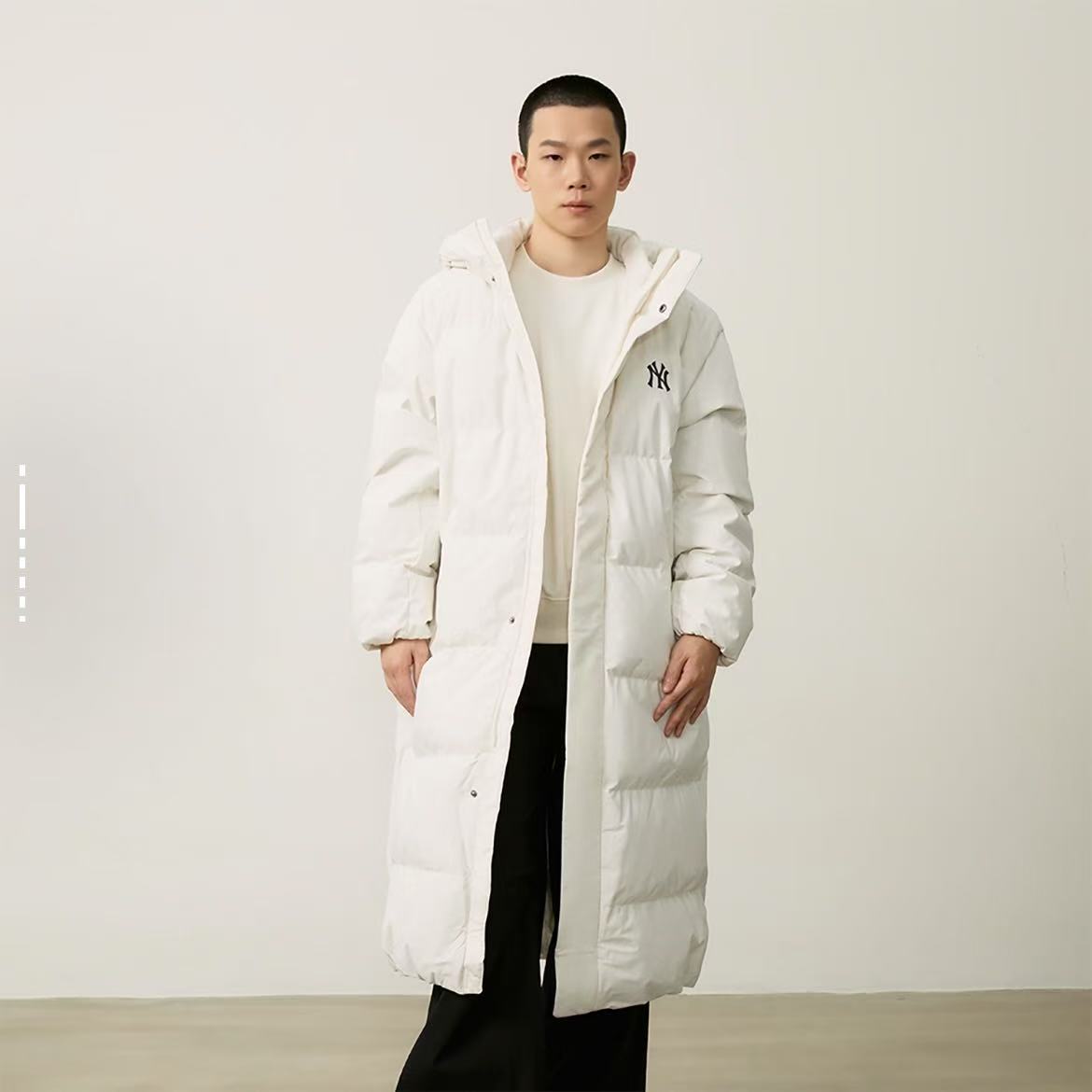 MLB羽绒服男女情侣长款连帽加厚外套24冬季新款3ADJB2146-50CRS