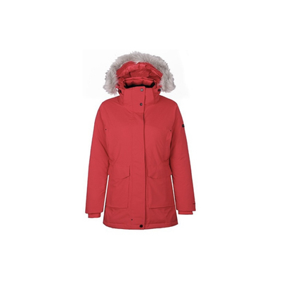 Columbia哥伦比亚纯色毛领连帽中长款羽绒服 女款 红色WR0220-658
