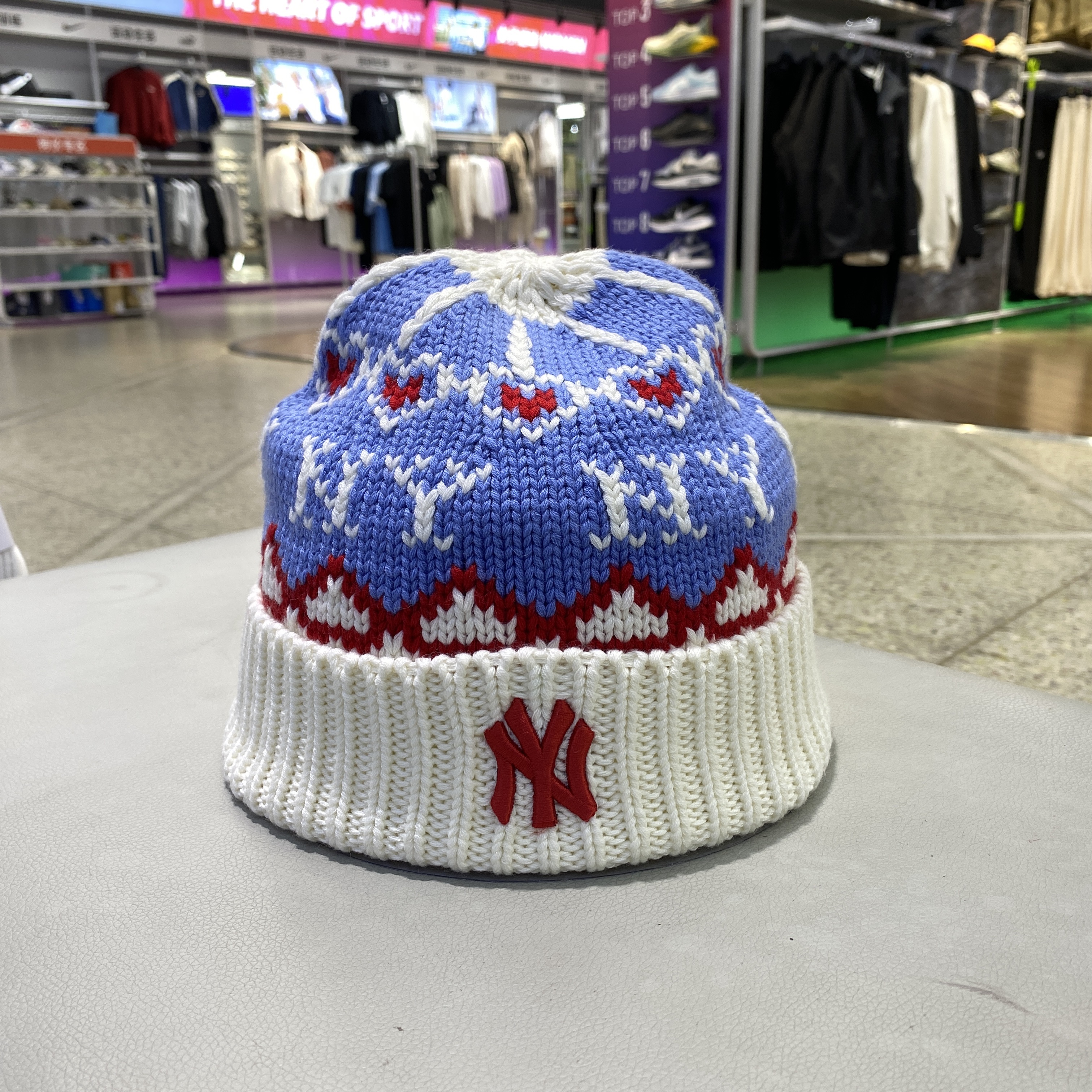 MLB帽子新款洋基队刺绣男女提花潮流时尚毛线帽3ABNBM546-50CRD