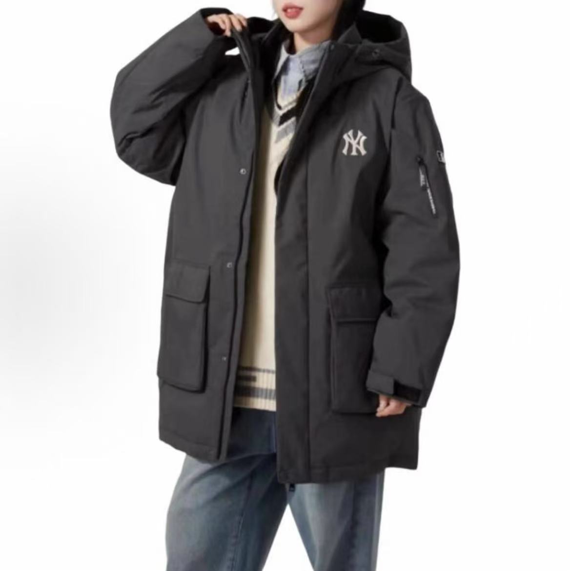 MLB羽绒服男女情侣款2025冬季新款小标毛领外套3ADJB1446-50CGS