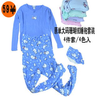 家居服女 尾货清仓超值外贸原单秋装 胖mm加大码 女装 珊瑚绒睡衣套装