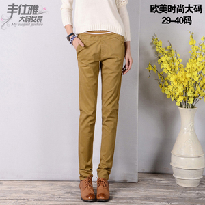 大码女装胖mm显瘦韩版加大加肥高腰弹力休闲小脚裤长裤女200斤春