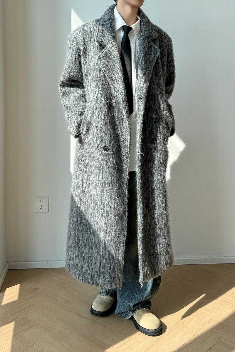 1110-X243-P240夹棉保暖中长款休闲宽松含羊毛呢料大衣风衣男,男装风衣,星座1110