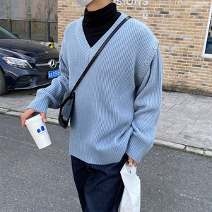 1110-MY16-P95  秋冬新品宽松休闲袖子可拆卸两穿V领针织衫毛衣图片