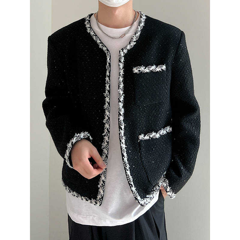 1110-YU071-P155秋装白边小香风夹克外套时尚潮流，男装夹克，星座1110