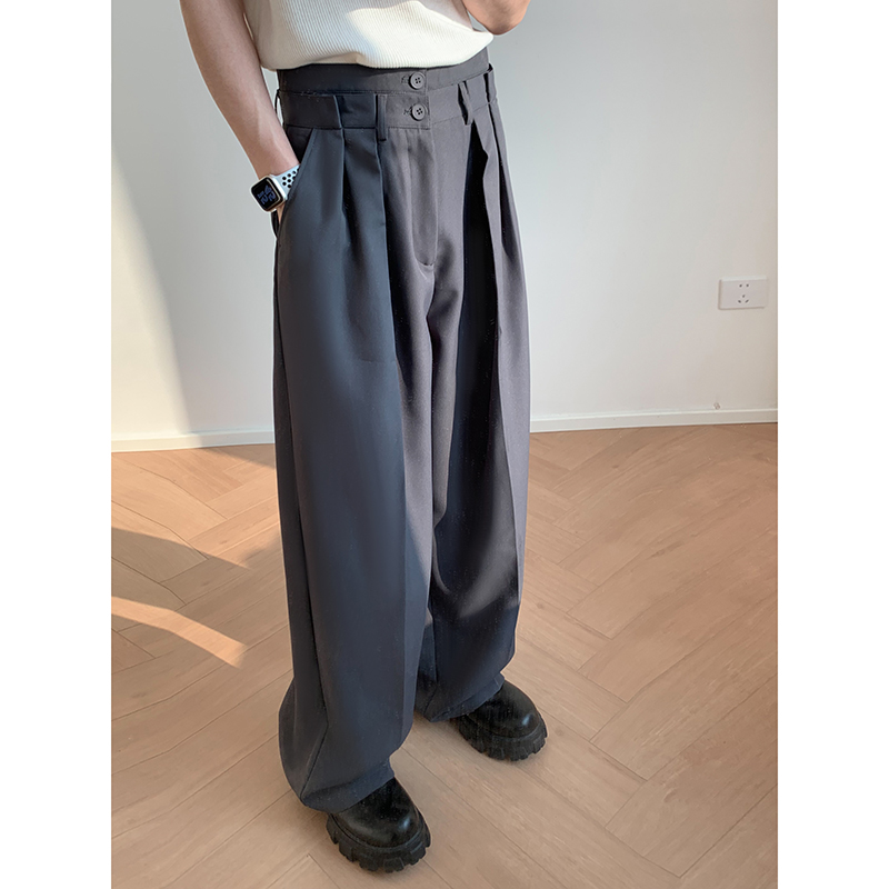 1110-ZP631-P110双腰头西裤黑色灰色休闲直筒拖地裤长裤，男装西裤，星座1110