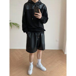 1110-YU092 -P78 皮短裤男 夏季新款韩风宽松中裤五分裤图片