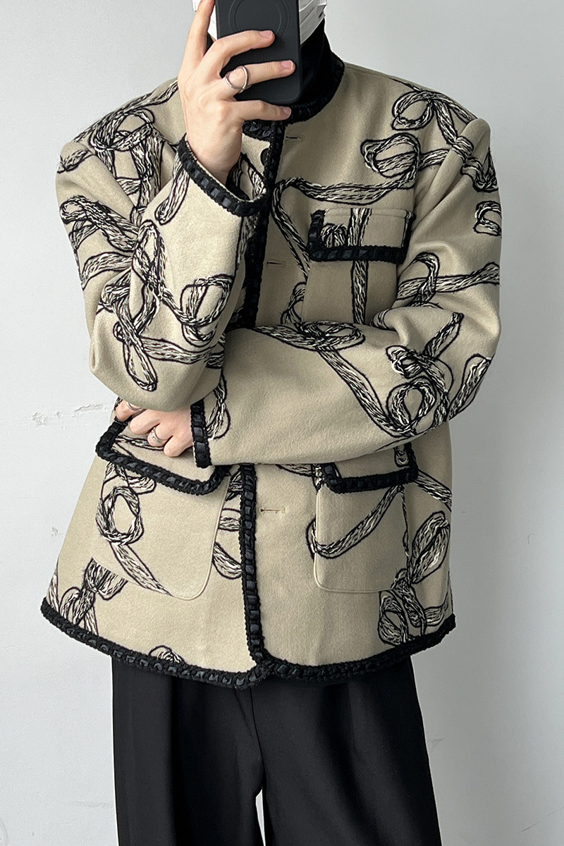1110-A3082-P200凌乱线条夹棉小香风外套设计款小众外套,女装短外套,星座1110