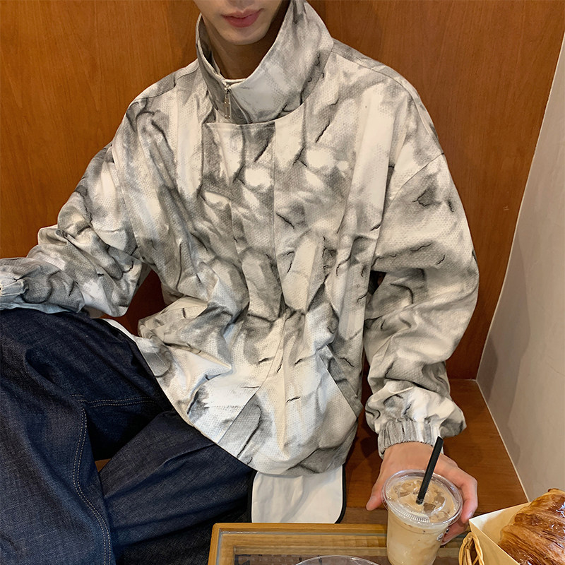 1110-J129-P120秋季宽松休闲短款扎染冲锋衣夹克外套（已下架），男装夹克，星座1110