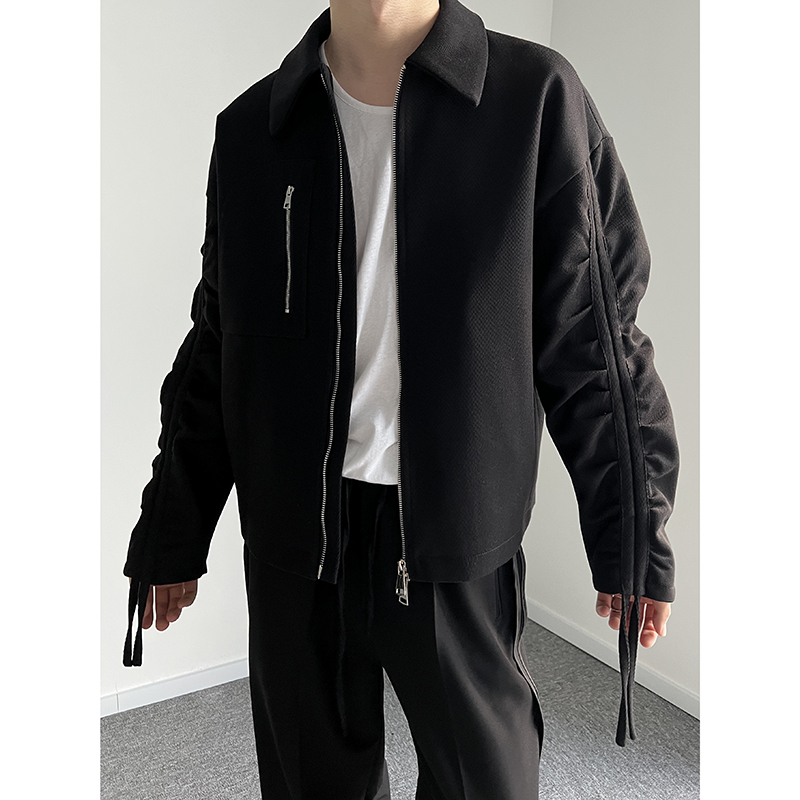 1110-CRB-18-P156抽绳夹克黑色外套个性百搭韩风上衣，男装夹克，星座1110