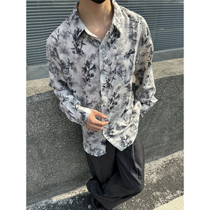 1110-Z1048-P80 新款风衬衫男装设计感印花长袖衬衣图片
