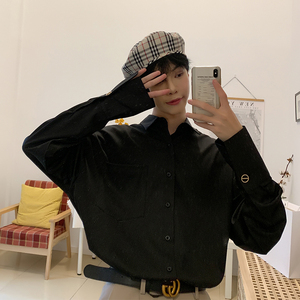 111B-C250-P65  纯色休闲潮男女宽松长袖韩版袖口金属小标 已下架图片