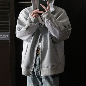 1110-W221-P135 拼接卫衣开衫连帽设计款卫衣 韩风情侣款图片