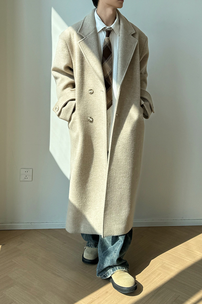 1110-X301-P255羊毛加厚毛呢大衣中长款宽松过膝风衣男韩版呢子,男装风衣,星座1110