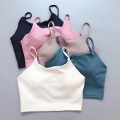 轻薄速干透气罗纹运动内衣女百搭美背带胸垫吊带健身文胸瑜伽背心