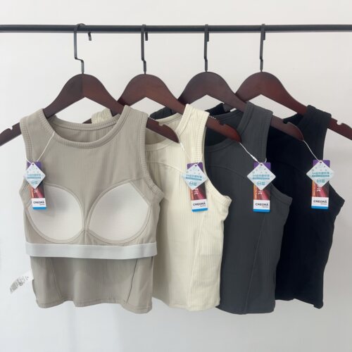 一体式固定轻薄透气速干bra工字背心运动文胸 无钢圈健身瑜伽内衣