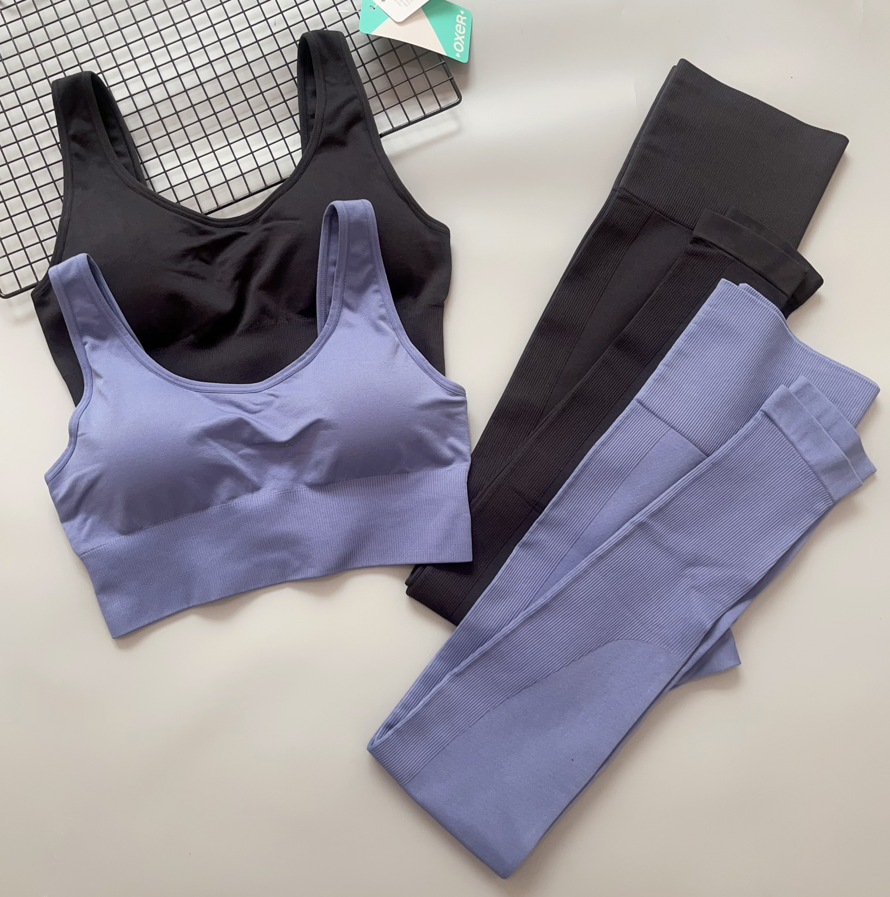一套39包邮 运动内衣+瑜伽裤高腰健身套装工字背心紧身速干衣女式