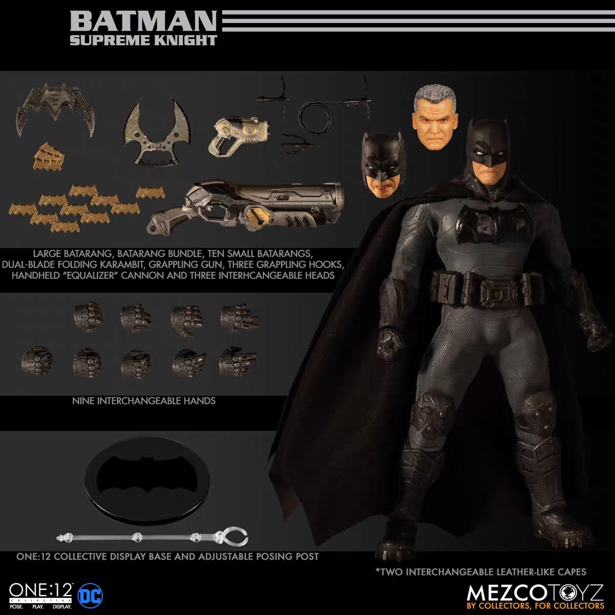 正版 MEZCO 蚂蚁 one:12 老年蝙蝠侠 DC 漫画蝙蝠骑士6寸可动人偶