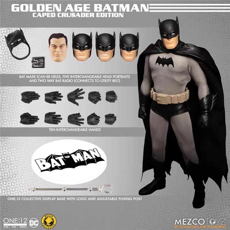 现货 Mezco One:12 蝙蝠侠 黄金时代 1/12 可动人偶手办 正版限定