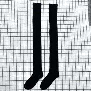 女士长筒袜黑色大腿袜过膝袜显瘦纯色秋冬季保暖学院风袜小皮鞋袜